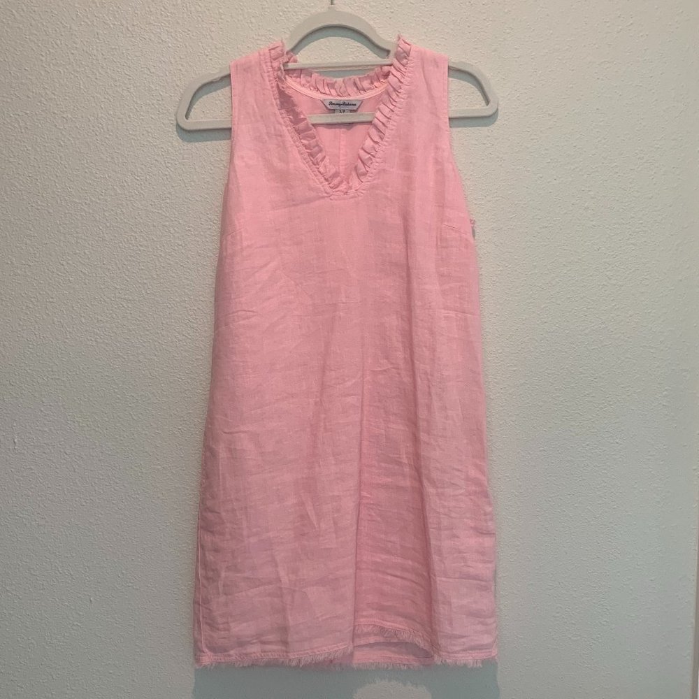 Tommy Bahama Two Palms Ruffle Linen Dress in Bikini (Light Pink) Size S